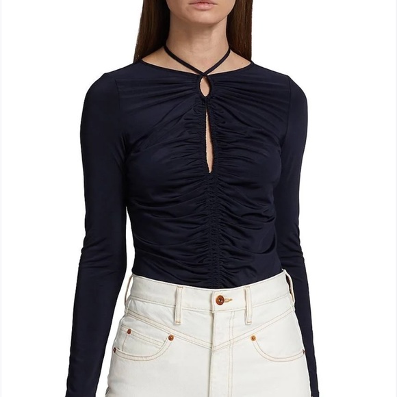 Veronica Beard Tops - NWT Veronica Beard Roque Cutout Ruched Women Navy Top
